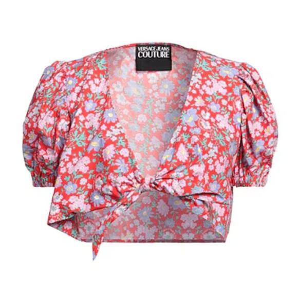 Versace Jeans Couture floral print Crop Top Red - Picture 1 of 9